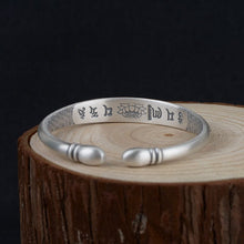 Load image into Gallery viewer, Handmadebynepal Tibetan Six Words Mantra Vintage Silver Bangles for Women Openable Fish Lotus Buddhist Jewelry Pure Silver S990 Retro Bracelet.  Handmadebynepal   