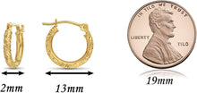 Load image into Gallery viewer, 14k Gold Hand Engraved Diamond-cut Round Hoop Earrings, (0.5 inch Diameter)
