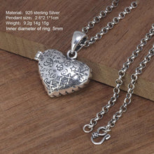 Cargar imagen en el visor de la galería, 925 Sterling Silver Ladies Vintage Pendant Necklace Fashion Love Heart Openable Pendant Heart Shaped Female Jewelry  Handmadebynepal   