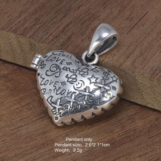 925 Sterling Silver Ladies Vintage Pendant Necklace Fashion Love Heart Openable Pendant Heart Shaped Female Jewelry  Handmadebynepal Pendant Only  