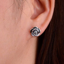 Charger l&#39;image dans la galerie, 925 Sterling Silver Rose Earrings for Women Studs Earring Set Retro Antique Style Silver 925 Jewelry  Handmadebynepal   