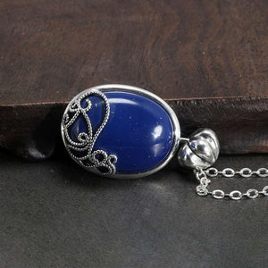 925 Sterling Silver The Vampire Diaries Katherine Daylight Pendant Necklace Ladies Natural Lapis Lazuli Stone Fan Fine Jewelry  Handmadebynepal   