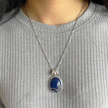 Load image into Gallery viewer, 925 Sterling Silver The Vampire Diaries Katherine Daylight Pendant Necklace Ladies Natural Lapis Lazuli Stone Fan Fine Jewelry  Handmadebynepal   