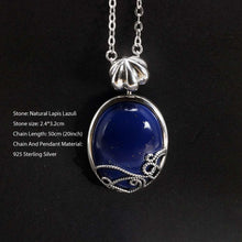 Charger l&#39;image dans la galerie, 925 Sterling Silver The Vampire Diaries Katherine Daylight Pendant Necklace Ladies Natural Lapis Lazuli Stone Fan Fine Jewelry  Handmadebynepal   