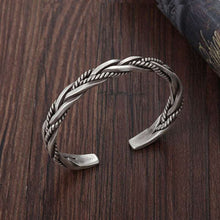 Cargar imagen en el visor de la galería, Handmadebynepal Silver Twisted Woven Bracelet Neutral Retro Original Handmade Exquisite Unique Opening Bracelet Gift  Handmadebynepal   