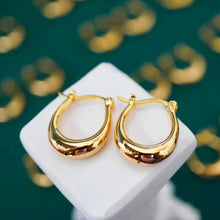 Load image into Gallery viewer, Handmadebynepal 18k real gold hoop earrings bueutiful gift for her or him.  Handmadebynepal   