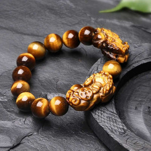 High Quality Tiger Stone Bead Lucky Pixiu Brave Troops Energy Bangles & Bracelets for Men or Women Jewelry  genevierejoy   