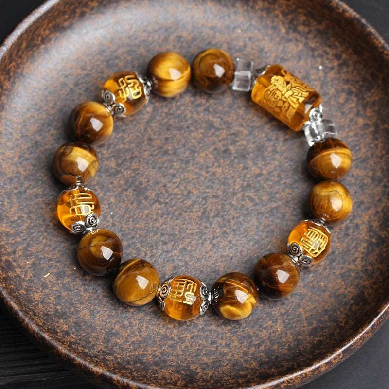 The God of wealth Tiger Eyes Stone Beads Bangles & Bracelets Jewelry Lucky Energy Couple Bracelet for Women or Men  genevierejoy 10mm  