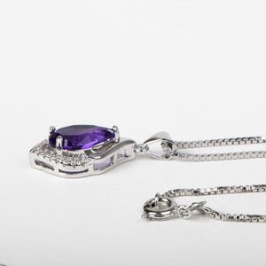 Elegant Water Drop Shaped Pendant Amethyst Necklace for Women Temperament Gemstone Silver 925 Jewelry Weddings Gift  Handmadebynepal   
