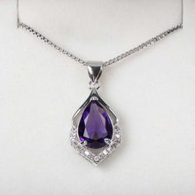 Laden Sie das Bild in den Galerie-Viewer, Elegant Water Drop Shaped Pendant Amethyst Necklace for Women Temperament Gemstone Silver 925 Jewelry Weddings Gift  Handmadebynepal   