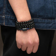 Indlæs billede til gallerivisning Black Rainbow Obsidian Natural Stone Bracelets Couple Multilayer Beads Strand bracelets &amp; bangles For Women And Men  Handmadebynepal   