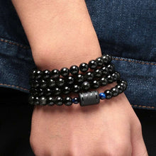 Indlæs billede til gallerivisning Black Rainbow Obsidian Natural Stone Bracelets Couple Multilayer Beads Strand bracelets &amp; bangles For Women And Men  Handmadebynepal   