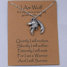 Afbeelding in Gallery-weergave laden, Norse i am wolf Viking Celtics wolf necklace  Totem Amulet with card  Handmadebynepal 55cm 19 