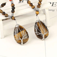画像をギャラリービューアに読み込む, Handmadebynepal Natural Stones Beaded Tiger Eye Necklaces for Men women Tree of Life Pendants Yoga Beads 7 Chakra Reiki Female Jewelry  Handmadebynepal   