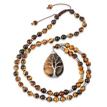 画像をギャラリービューアに読み込む, Handmadebynepal Natural Stones Beaded Tiger Eye Necklaces for Men women Tree of Life Pendants Yoga Beads 7 Chakra Reiki Female Jewelry  Handmadebynepal   