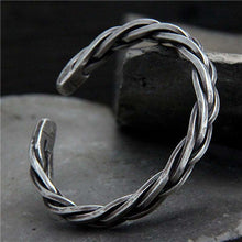 Load image into Gallery viewer, Handmadebynepal Heavy solid S925 Sterling Silver colour Handmade Retro Thai Silver Vintage Style Twist Rope Male And Female Open Ended  Handmadebynepal   
