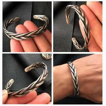 Load image into Gallery viewer, Handmadebynepal Heavy solid S925 Sterling Silver colour Handmade Retro Thai Silver Vintage Style Twist Rope Male And Female Open Ended  Handmadebynepal   