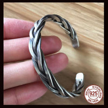 Charger l&#39;image dans la galerie, Handmadebynepal Heavy solid S925 Sterling Silver colour Handmade Retro Thai Silver Vintage Style Twist Rope Male And Female Open Ended  Handmadebynepal   