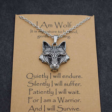 Laden Sie das Bild in den Galerie-Viewer, Norse i am wolf Viking Celtics wolf necklace  Totem Amulet with card  Handmadebynepal 55cm 02 