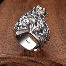 Afbeelding in Gallery-weergave laden, Lion King Pure 925 Sterling Silver Inlaid Natural Stone Gift Women Men Adjustable Wedding Ring Fine Jewelry  Handmadebynepal   