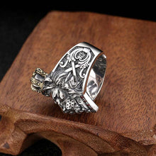 Laden Sie das Bild in den Galerie-Viewer, Lion King Pure 925 Sterling Silver Inlaid Natural Stone Gift Women Men Adjustable Wedding Ring Fine Jewelry  Handmadebynepal   