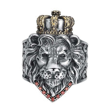 Indlæs billede til gallerivisning Lion King Pure 925 Sterling Silver Inlaid Natural Stone Gift Women Men Adjustable Wedding Ring Fine Jewelry  Handmadebynepal   