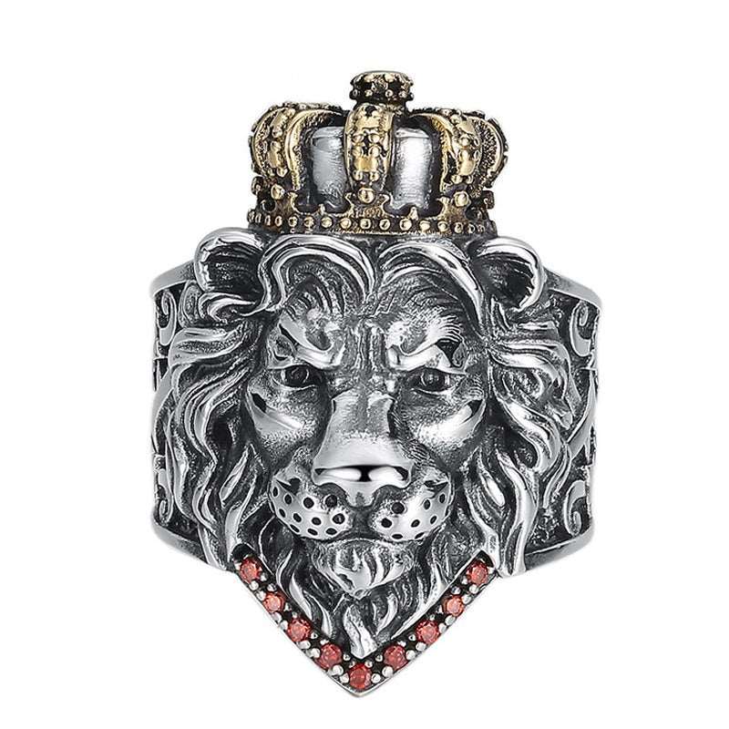 Lion King Pure 925 Sterling Silver Inlaid Natural Stone Gift Women Men Adjustable Wedding Ring Fine Jewelry  Handmadebynepal   