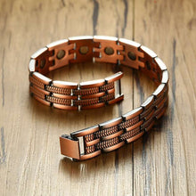 Afbeelding in Gallery-weergave laden, Mens Elegant Pure Copper Magnetic Therapy Link Bracelet Pain Relief for Arthritis and Carpal Tunnel Male Jewelry  Handmadebynepal   