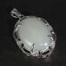 画像をギャラリービューアに読み込む, Natural Gemstone Jade Lucky Pendant Genuine Sterling Silver 925 For Women Geometrical Necklace Jewelry Making  Handmadebynepal   