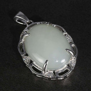 Natural Gemstone Jade Lucky Pendant Genuine Sterling Silver 925 For Women Geometrical Necklace Jewelry Making  Handmadebynepal   
