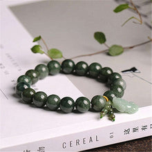 Charger l&#39;image dans la galerie, Natural Grade A Jade Jadeite Round Bead With Hand-Carved Pixiu Charm Link Bracelet Men and Women Adjustable Bangle Lucky Jewelry  Handmadebynepal   