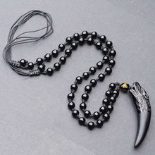 Cargar imagen en el visor de la galería, Natural Obsidian Wolf Tooth Pendant Necklace Man Charm Jewellery Fashion Accessories Hand-carved Luck Amulet Gifts Hot  genevierejoy   
