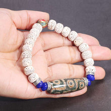 Load image into Gallery viewer, Natural Xingyue Bodhi Seed Bracelet With Dzi 9 Eyes Tibetan Buddhism Mala Beads Bracelet Unisex Prayer Meditation OM Jewelry  Handmadebynepal   