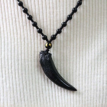 Carica l&#39;immagine nel visualizzatore di Gallery, Nature Obsidian Wolf Tooth Pendant Necklaces Lucky Beaded Rope Couple Necklaces Black and Ice Obsidian Amulets Necklaces Jewelry  genevierejoy   