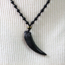 Load image into Gallery viewer, Nature Obsidian Wolf Tooth Pendant Necklaces Lucky Beaded Rope Couple Necklaces Black and Ice Obsidian Amulets Necklaces Jewelry  genevierejoy   