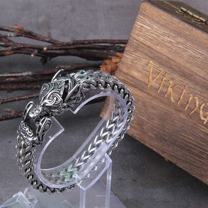 Never Fade Rock Viking Wolf Bracelet Men Stainless Steel Mesh Chain Can Open Wolf Mouth Punk Bracelets Biker Jewelry  Handmadebynepal   