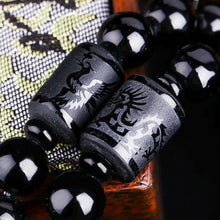 Afbeelding in Gallery-weergave laden, Handmadebynepal New Natural Black Obsidian Bead Dragon Phoenix Strand Bracelet For Men Women Couples Lovers Totem Buddha Lucky Amulet Jewelry  Handmadebynepal   