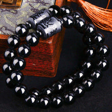 Carica l&#39;immagine nel visualizzatore di Gallery, Handmadebynepal New Natural Black Obsidian Bead Dragon Phoenix Strand Bracelet For Men Women Couples Lovers Totem Buddha Lucky Amulet Jewelry  Handmadebynepal   