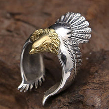 Load image into Gallery viewer, New S925 pure silver jewelry Thai silver domineering golden eagle head personalized flying eagle ring solid 925 silver man ring  Handmadebynepal   