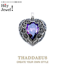 Indlæs billede til gallerivisning Pendant Purple Winged Heart Brand New 925 Sterling Silver Glam Jewelry Europe Accessorie Gift For Woman  Handmadebynepal   