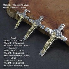 Load image into Gallery viewer, Real 925 Sterling Silver Catholic Cross Pendant Amulet Necklace Jesus Christ Jewelry for Men and Women  Handmadebynepal   