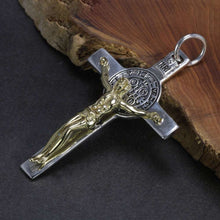 Indlæs billede til gallerivisning Real 925 Sterling Silver Catholic Cross Pendant Amulet Necklace Jesus Christ Jewelry for Men and Women  Handmadebynepal   
