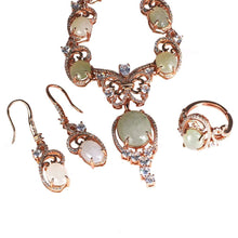 画像をギャラリービューアに読み込む, Real 925 Sterling Silver Vintage Jewelry Sets For Women Natural Jade Stone Setting Butterfly And Flowers Design Luxury Jewelry  Handmadebynepal   