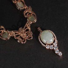 画像をギャラリービューアに読み込む, Real 925 Sterling Silver Vintage Jewelry Sets For Women Natural Jade Stone Setting Butterfly And Flowers Design Luxury Jewelry  Handmadebynepal   