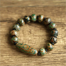 画像をギャラリービューアに読み込む, Real Natural Onyx Beaded Bracelets With Dzi Bead Evil Eye For Women Men Natural Stone Antique Retro Tibetan Buddhism Jewelry  Handmadebynepal   