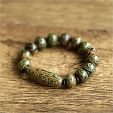 Indlæs billede til gallerivisning Real Natural Onyx Beaded Bracelets With Dzi Bead Evil Eye For Women Men Natural Stone Antique Retro Tibetan Buddhism Jewelry  Handmadebynepal   