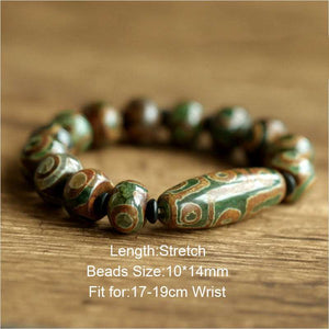 Real Natural Onyx Beaded Bracelets With Dzi Bead Evil Eye For Women Men Natural Stone Antique Retro Tibetan Buddhism Jewelry  Handmadebynepal   