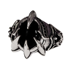 Load image into Gallery viewer, Really Pure 925 Silver Ring Cool Antique Paw Ring Men&#39;s Natural Stone Oval Black Agate Retro Hip Hop Adjustable Jewelry  Handmadebynepal   