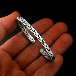 Retro Sterling Silver 925 Punk Bracelet Men Twist Vintage Viking Bangles Open Cuff Bracelets Men&#39;s jewelry pulseira masculina  Handmadebynepal   