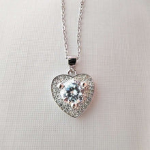Indlæs billede til gallerivisning S925 Silver Real 1 Carat D VSS Moissanite Heart Necklace Pass Diamond Test Knotting Party Birthday Gift  Handmadebynepal Default  